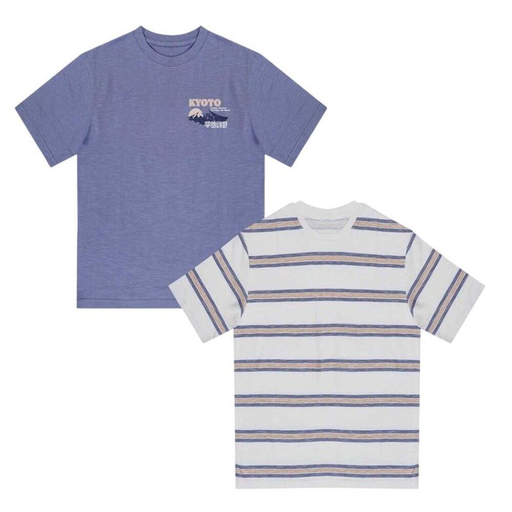 Firetrap Childrens/Kids Japan Stripes T-Shirt (Pack of 2) / Blue